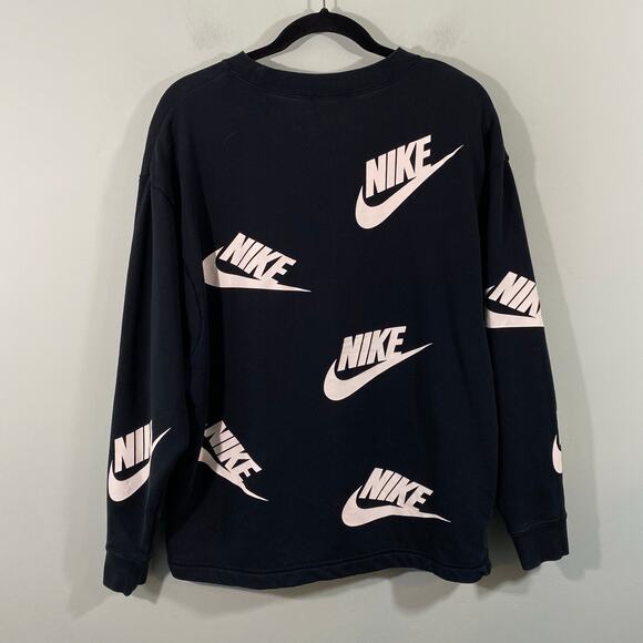 Nike Sportwear Club NSW Crew Futura Toss Black Graphics Sweatshirt Size S - Picture 9 of 9
